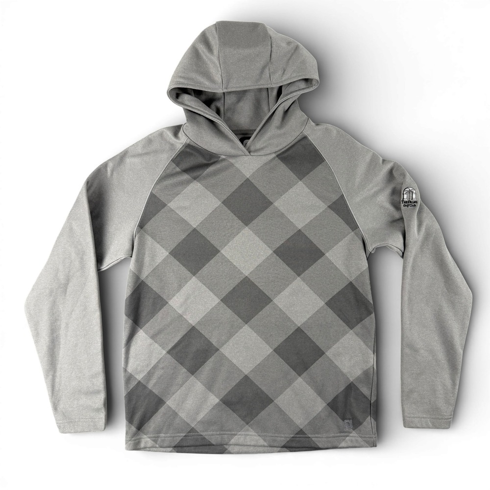 FootJoy Shirt Mens S Gray Argyle Hoodie The Palms Golf Club Pullover Athletic